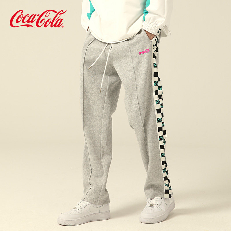 coca-cola 可口可乐官方休闲裤男春夏季卫裤阔腿卫裤运动长裤子潮
