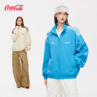 Coca-Cola/可口可乐美式休闲夹克女2026秋季条纹织带男开衫薄外套