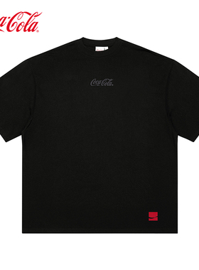 Coca-Cola/可口可乐 短袖t恤男女夏季美式休闲潮牌运动黑色夏装