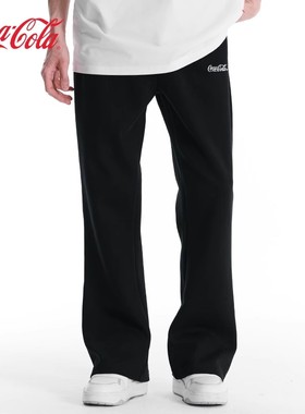 Coca-Cola/可口可乐微喇裤男女款灰色美式高街Logo刺绣垂感休闲裤