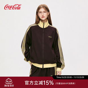 Coca-Cola/可口可乐美式夹克套装女秋季撞色织带男宽松休闲两件套