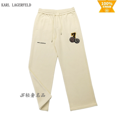 KARL LAGERFELD 2025秋冬新款直筒休闲裤 棉质加绒 绣标时尚潮款