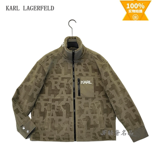 LAGERFELD 加厚溜肩阔版 秋冬新款 3D压标 立领棉服夹克衫 KARL
