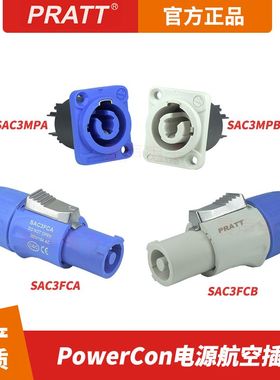 PRATT普拉特16A电源插头插座蓝白色大屏LED灯光有源音箱功放接头