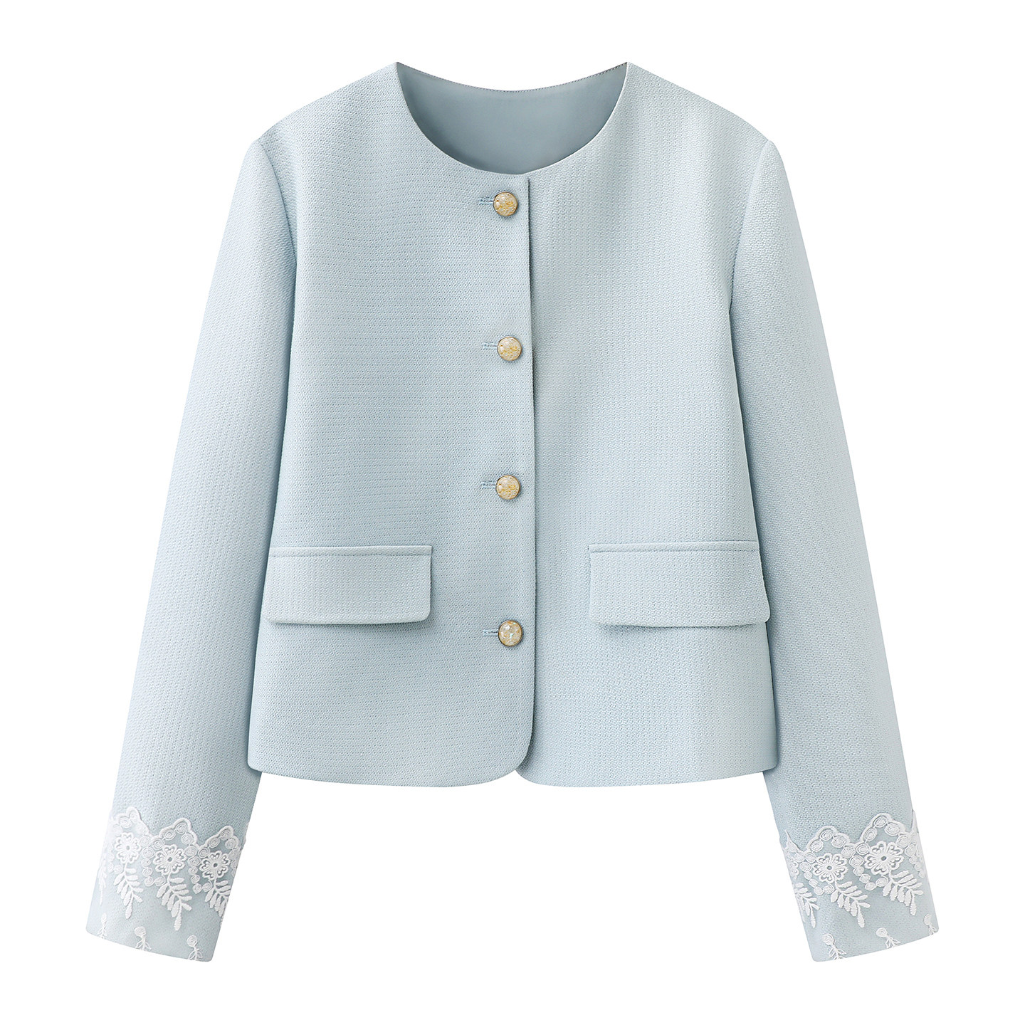 秋系の2026春季新款甜酷风时尚百搭气质显瘦蕾丝花边圆领短外套女,女装/女士精品,短外套,淘宝优惠券,粉丝福利购,淘宝优惠卷