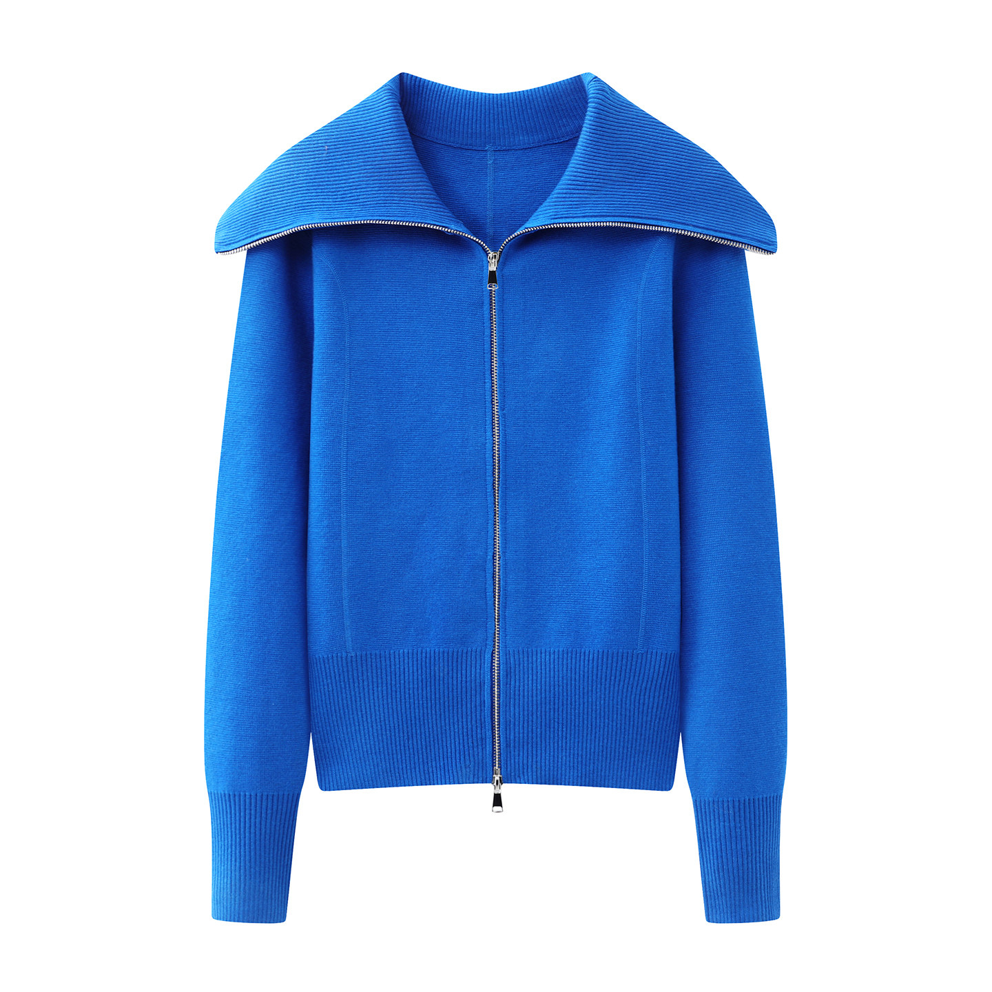 彩系の超显白！2025秋冬季新款时尚翻领双拉链针织开衫毛衣外套女