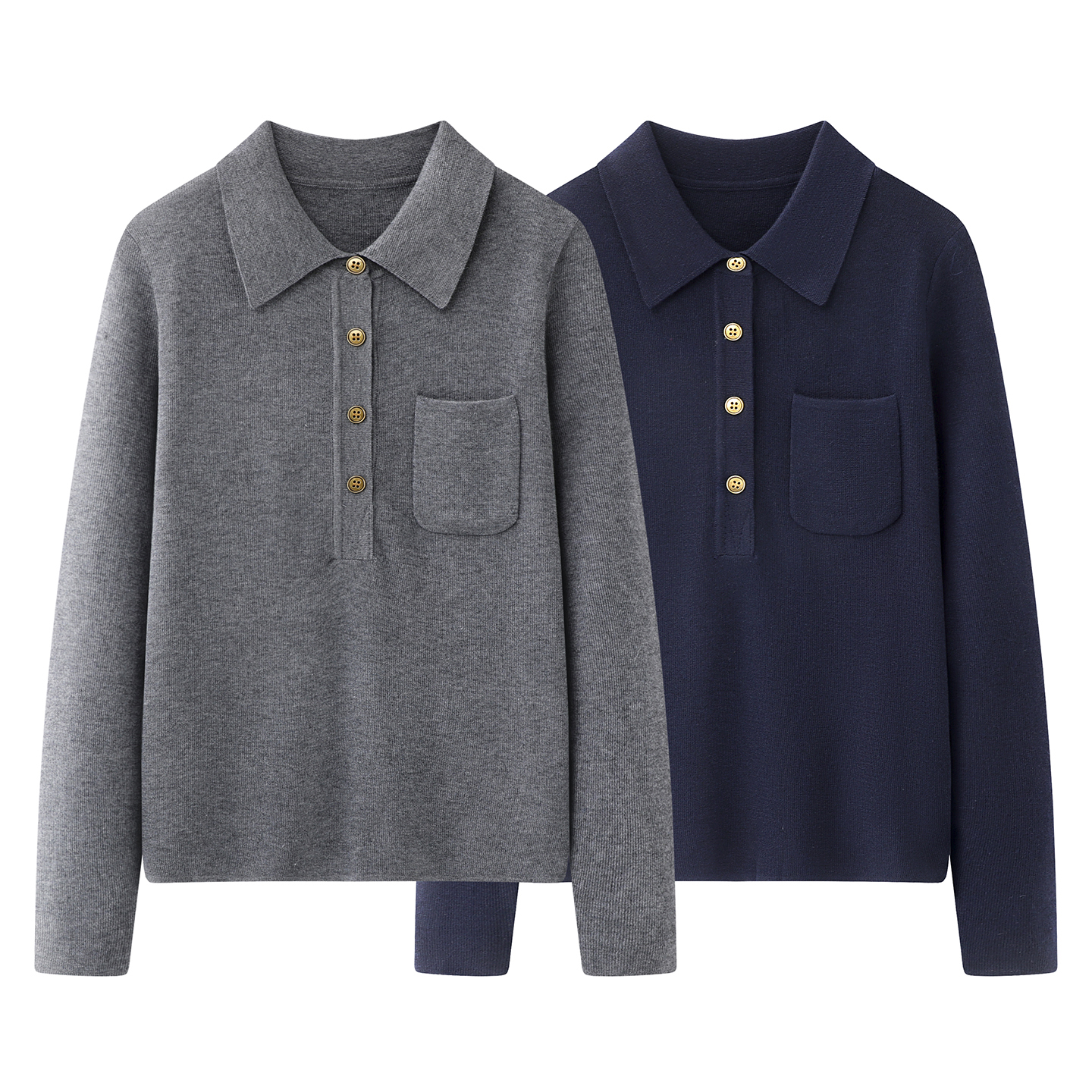 质感超好の2025秋冬新款时尚百搭气质显瘦法式Polo领针织衫女上衣