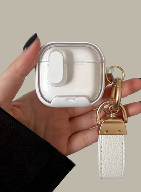 适用airpods4代保护套苹果蓝牙耳机壳白色磁吸开盖锁扣pro3自带手机支架airpodspro第二代保护壳防摔新款硬壳