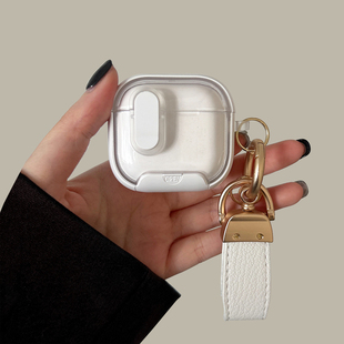 适用airpods4代保护套苹果蓝牙耳机壳白色磁吸开盖锁扣pro3自带手机支架airpodspro第二代保护壳防摔新款 硬壳