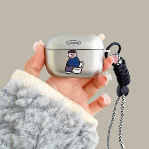 搞怪坐便小人airpodspro2保护套适用苹果蓝牙耳机壳2代银色3代硅胶pro3趣味创意男女第二代套4代防摔新款小众