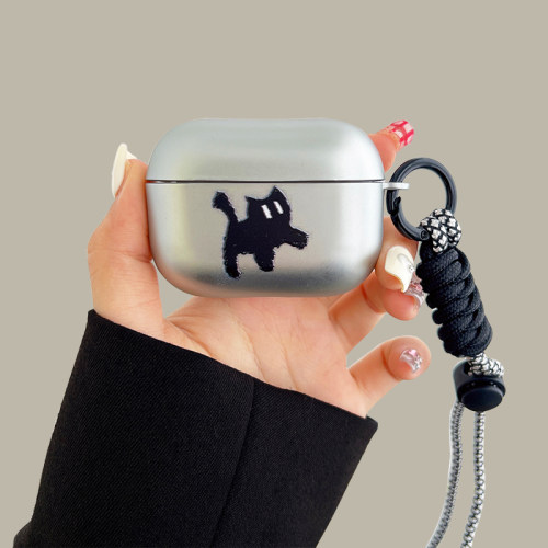 黑绳炸毛猫airpodspro3保护套适用苹果蓝牙耳机壳2代磨砂电镀3代硅胶pro2小众男女4代套全包防摔新款简约潮牌