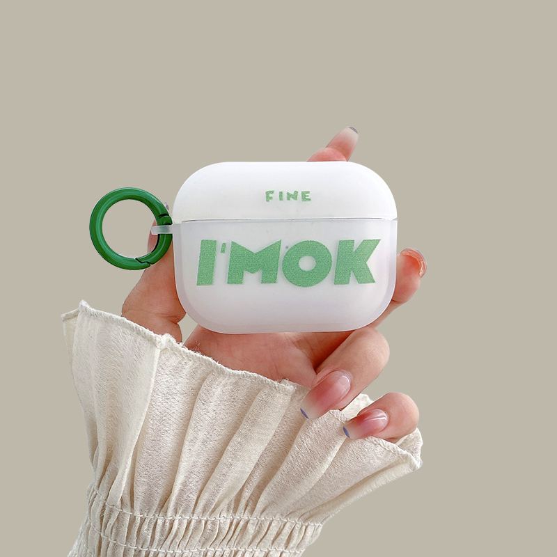 imok绿色英文airpodspro2保护套苹果蓝牙耳机壳2代磨砂白色3代硅胶pro可爱男女1代套全包简约个性时尚软壳1包