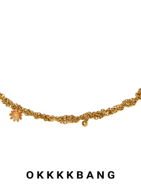 Okkkkbang金色繁花手工编织项链
