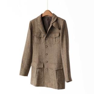 羊毛桑蚕丝人字纹排扣夹克外套 贵气优雅｜小马紫标系列25秋冬新品