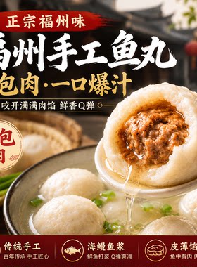 福州手工包心鱼丸500g 鱼包肉爆汁Q弹 猪肉馅火锅关东煮丸子