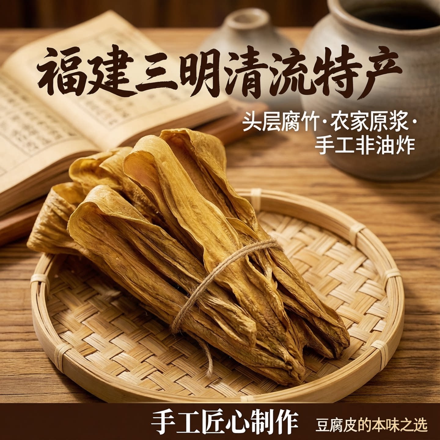 福建特产三明清流腐竹头层腐竹农家原浆腐竹手工制作非油炸豆腐皮
