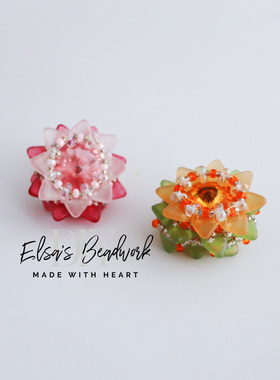 R1一粒沙家粉红黄色水晶时尚多层戒指DIY手工串珠材料包配件热卖