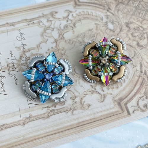 diy水晶四叶草胸针材料包散珠