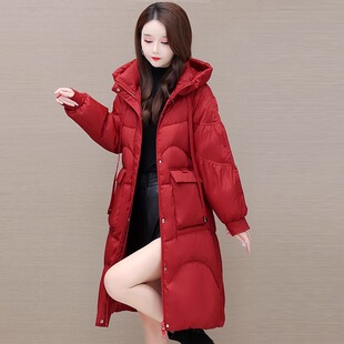 红色羽绒服女款2024新款时尚秋冬高级感中长款外套喜婆婆高端品牌