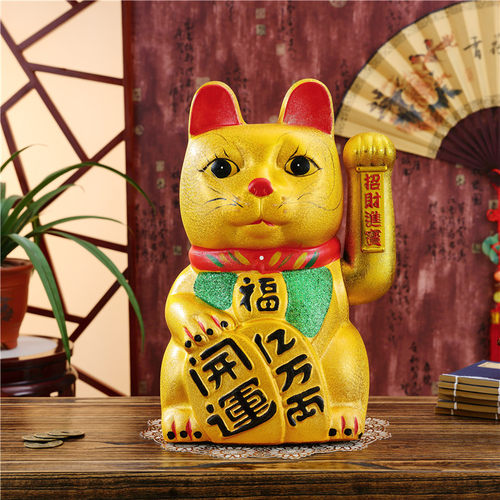 陶瓷电动招财猫摇手摆件猫大咖