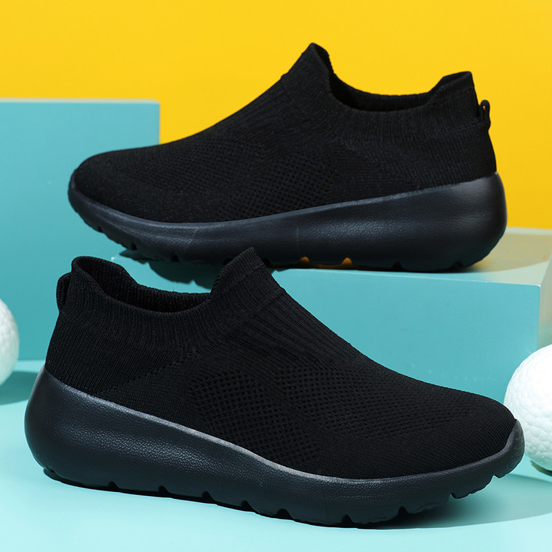 26春夏新款跨境大码飞织袜子男女鞋运动休闲走路健身一脚蹬情侣鞋,流行男鞋,网面鞋,淘宝优惠券,粉丝福利购,淘宝优惠卷