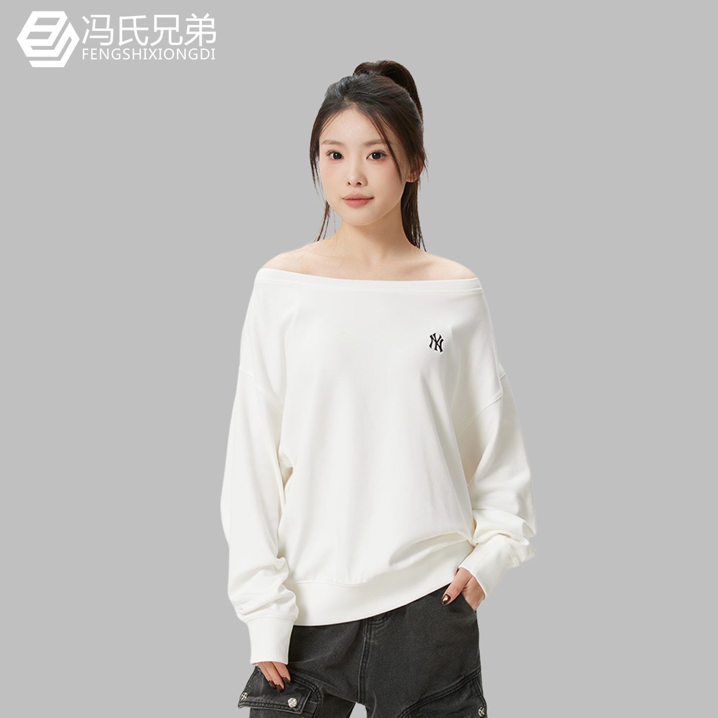 MLB26年春季女子休闲时尚宽松舒适百搭斜肩卫衣针织上衣3FMTB1161,运动服/休闲服装,运动卫衣/套头衫,淘宝优惠券,粉丝福利购,淘宝优惠卷