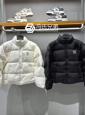 MLB25年冬季男女时尚休闲背标大logo保暖立领短款羽绒服3ADJB1356