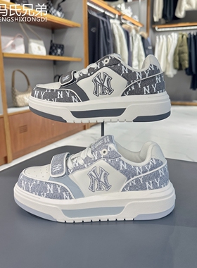 MLB26年春季新品男女休闲时尚运动NY满印老花厚底学长鞋3ASXM026N