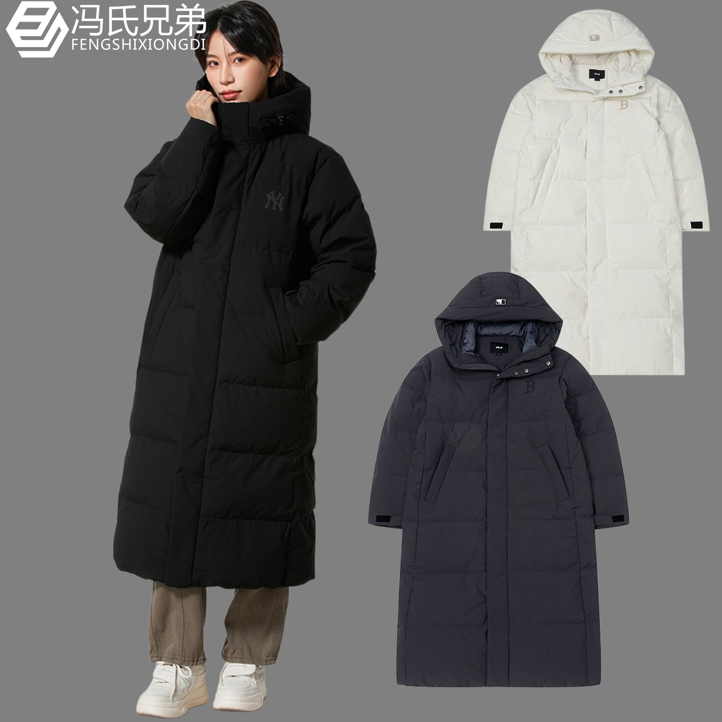 MLB25年冬男女休闲时尚保暖防风防寒连帽长款羽绒服外套3ADJB3056,运动服/休闲服装,运动羽绒服,淘宝优惠券,粉丝福利购,淘宝优惠卷