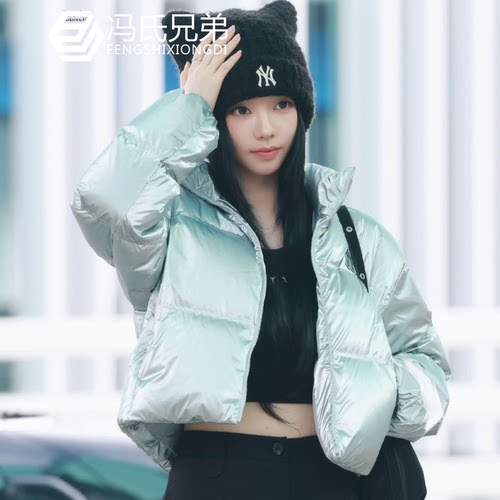 MLB保暖立领短款女士羽绒服外套