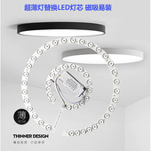 透镜led风扇灯光源吊扇替换灯芯磁吸环形灯板透镜吸顶灯改造灯芯