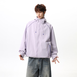 2026春季新款撞色辑明线连帽冲锋衣夹克男女情侣夹克JK269712-P68，男装夹克，星座418-2