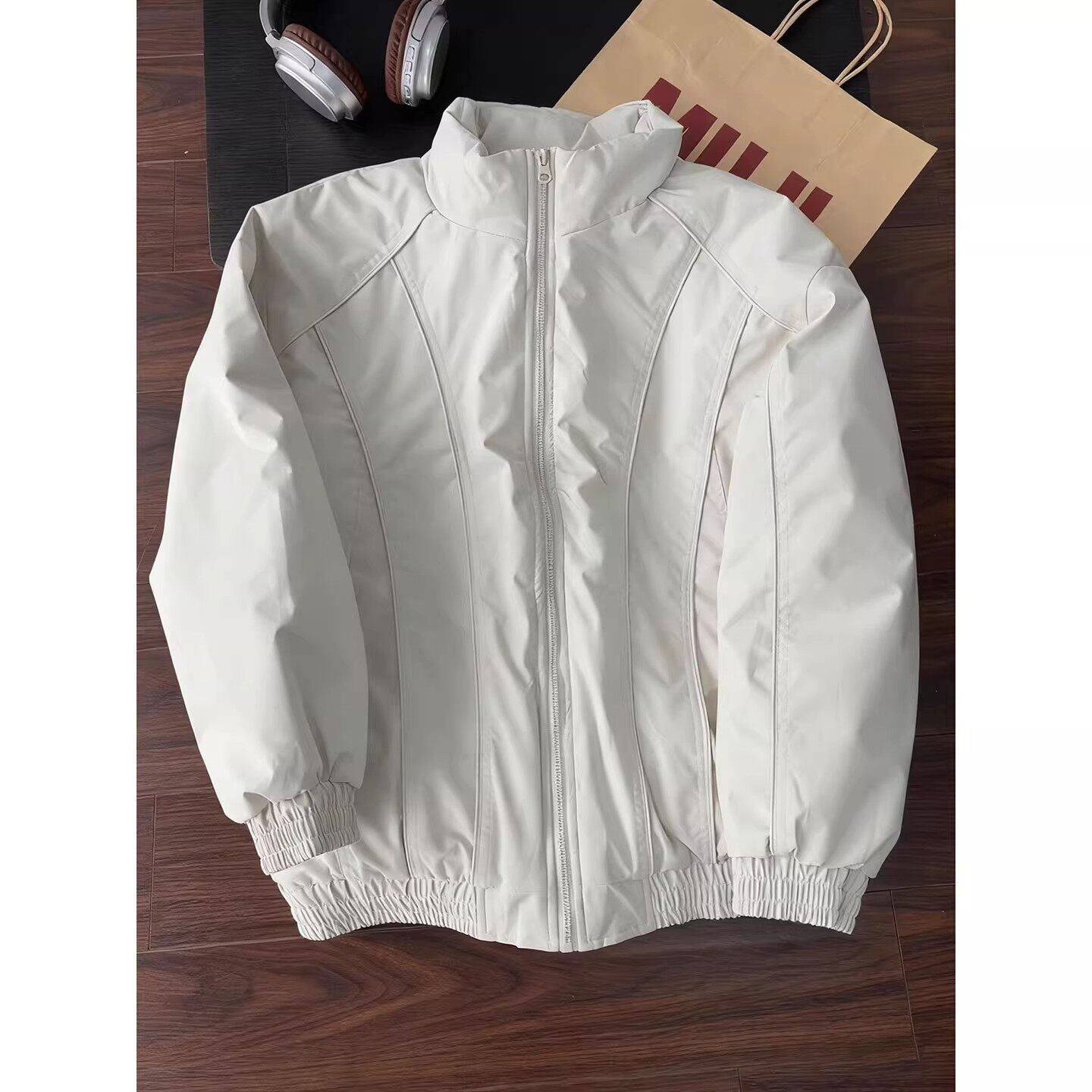 棕色美式飞行夹克棉服男款冬季加厚羽绒棉衣cleanfit立领短款外套,男装棉衣,星座418-2
