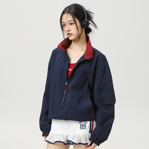 2026春季新款美式复古撞色翻领夹克JK2699860-P65图片