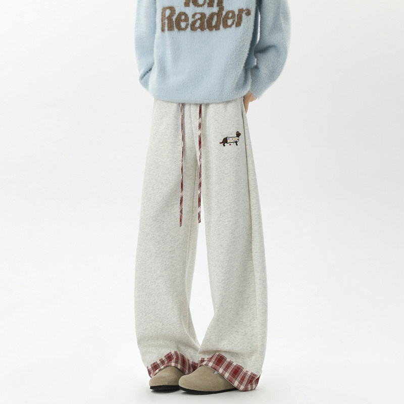 现货秋季新款刺绣腊肠狗运动休闲长裤K2496-P50加绒P55，女装休闲裤，星座418-2