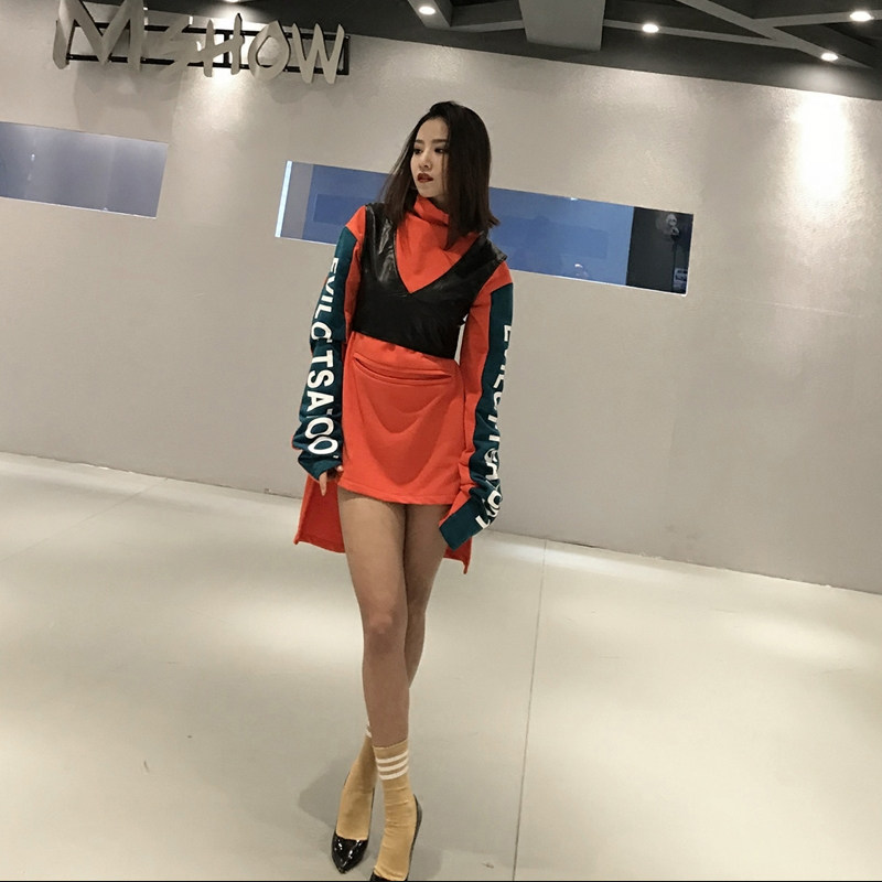 新款原创超火ins bf风嘻哈酷休闲长袖圆领下衣失踪两件潮牌卫衣女