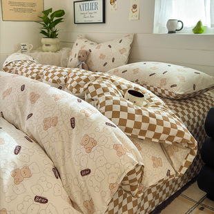 卡通四件套小清新秋冬单人学生宿舍床上用品床单三件套单件被套