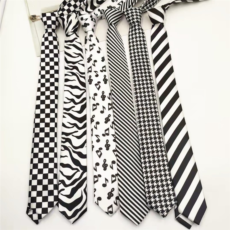 良呔黑白条纹领带窄版女生