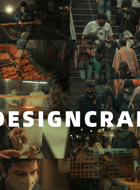 Lightroom预设BAGUIO复古温暖黄绿色调夜晚城市街道人像LR滤镜PS