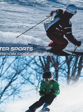LR预设-冬季体育运动风格极限滑雪跳伞摄影lightroom调色滤镜预设