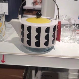 国内宜家新品斯克斯托茶壶多色带滤网瓷1.0 公升泡壶济南代购