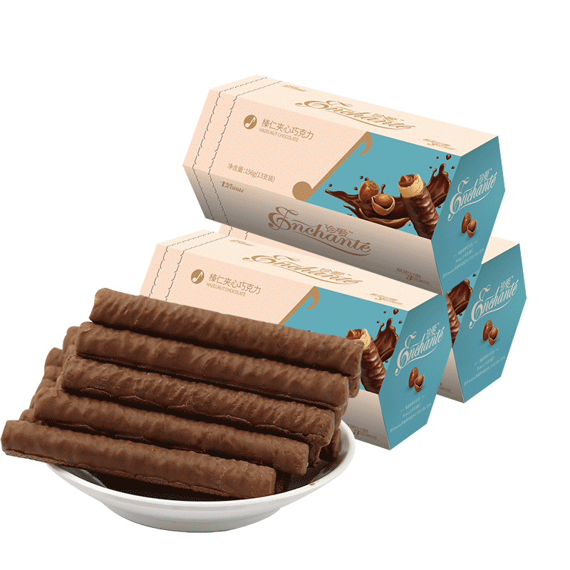 （建议拍两件）金帝珍爱榛仁夹心巧克力棒156g休闲零食送女友