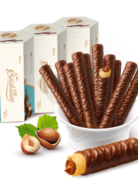 （百亿补贴)金帝珍爱榛仁夹心巧克力棒156g休闲零食礼物