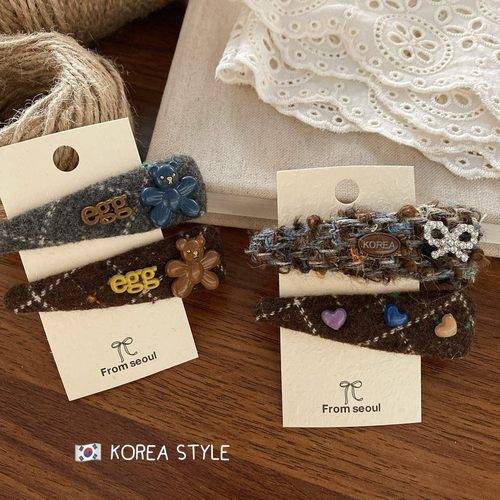 韩国新款东大门彩色爱心手工毛毡发夹可爱甜美少女刘海碎字母发夹