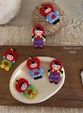 新款韩版卡通可爱女孩发夹手作侧边碎发刘海夹掰掰夹苹果甜美发饰