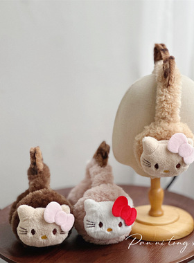 中大童可爱猫咪毛绒豹纹耳罩卡通高颜值秋冬保暖护耳套可亲子耳捂