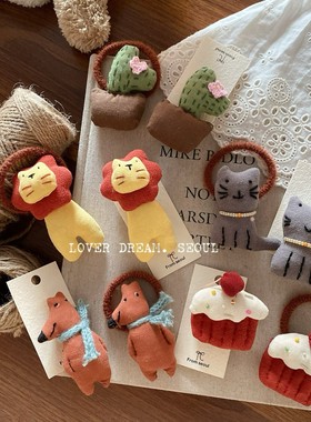 儿童秋冬新款韩风布艺小动物儿童发圈可爱女童头绳动物不伤发头绳