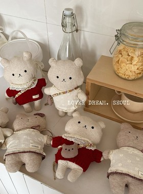 韩国ins新款圣诞新年红色毛线裙小兔子布艺娃娃 可爱陪伴公仔玩偶