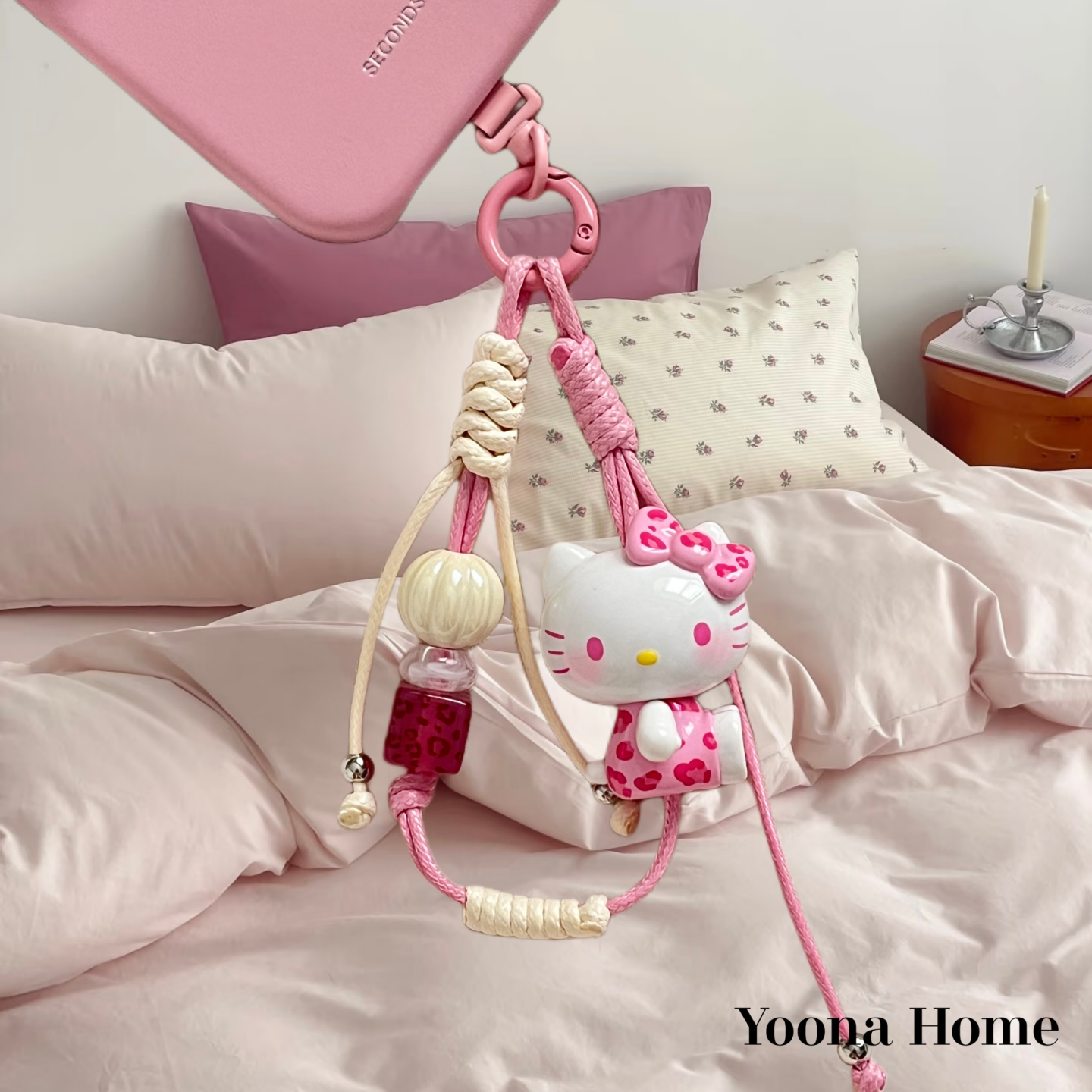 手作Diy豹纹Hello Kitty手机链蜡绳手腕绳可提手机挂绳装饰链礼物,节庆用品/礼品,手机链,淘宝优惠券,粉丝福利购,淘宝优惠卷