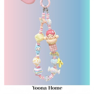 高级感原创自制diy正版泡泡玛特白宝石草莓手机链包挂ccd挂件链子